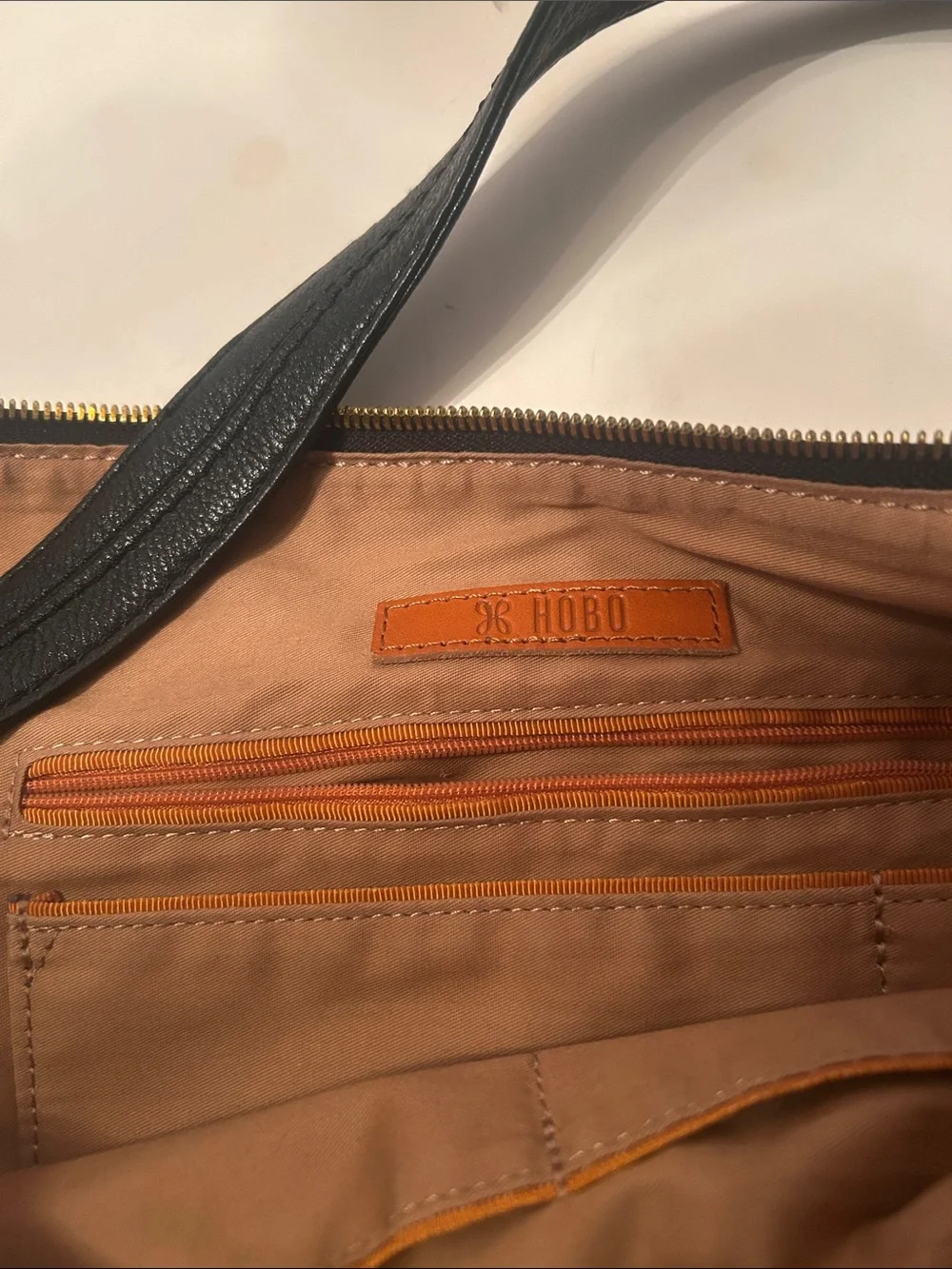 New HOBO Black Leather Hobo with Gold-Tone Hardware